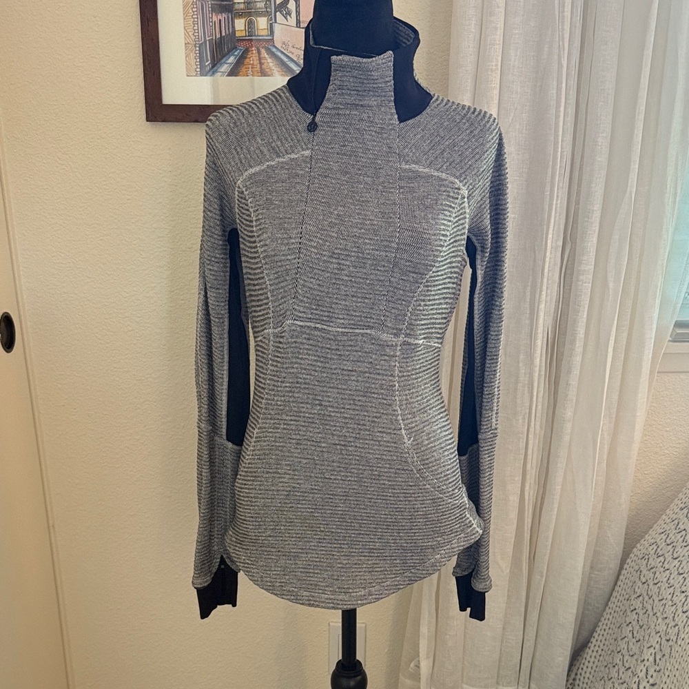 Gray and Black High-Neck Sweater